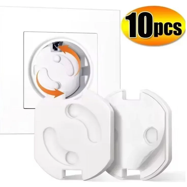 Montegoni Kindersicherung Baby Steckdosen Kindersicherung 10 Stk Schutzkappen Weiß, Drehmechanismus, robust, kindersicher, leicht zu montieren