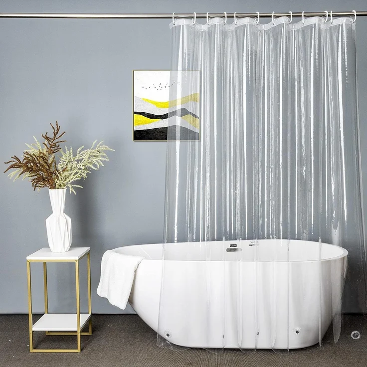Duschvorhang, Kunststoff, Metall, Transparent, 180 x 200 cm, fuer Home und Living – Bild 1
