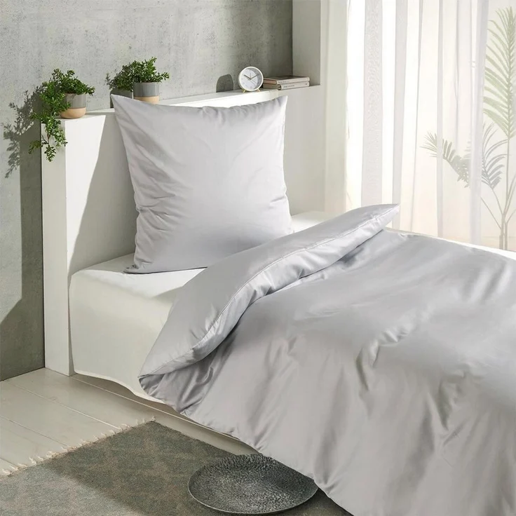 TRAUMSCHLAF Bettwäsche Pure, Mako Satin, 2 teilig, hochwertige Satin Bettwäsche – Bild 1