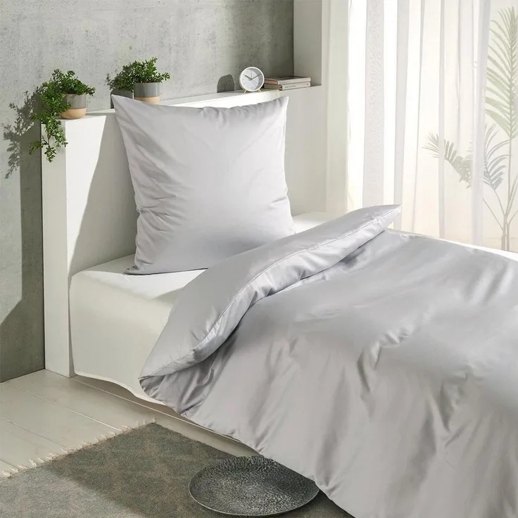 TRAUMSCHLAF Bettwäsche Pure, Mako Satin, 2 teilig, hochwertige Satin Bettwäsche
