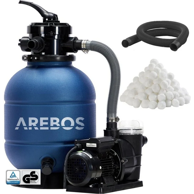 Arebos Sandfilteranlage mit Pumpe 350 W, 7-Wege-Ventil & 9500 l/h (max. 20 kg Sand), Geeignete Wassertemperatur: 10 - 35 °C – Bild 5