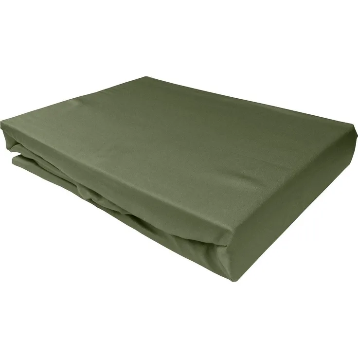 Bettwaesche-mit-Stil Mako-Satin Spannbettlaken dunkelgrün 160x200cm Höhe 31-40cm