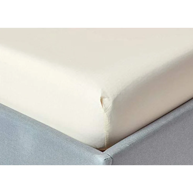 Homescapes Perkal-Spannbettlaken, Creme, 120x190 cm, 100% Baumwolle, Oeko-Tex®, hypoallergen, pflegeleicht – Bild 1