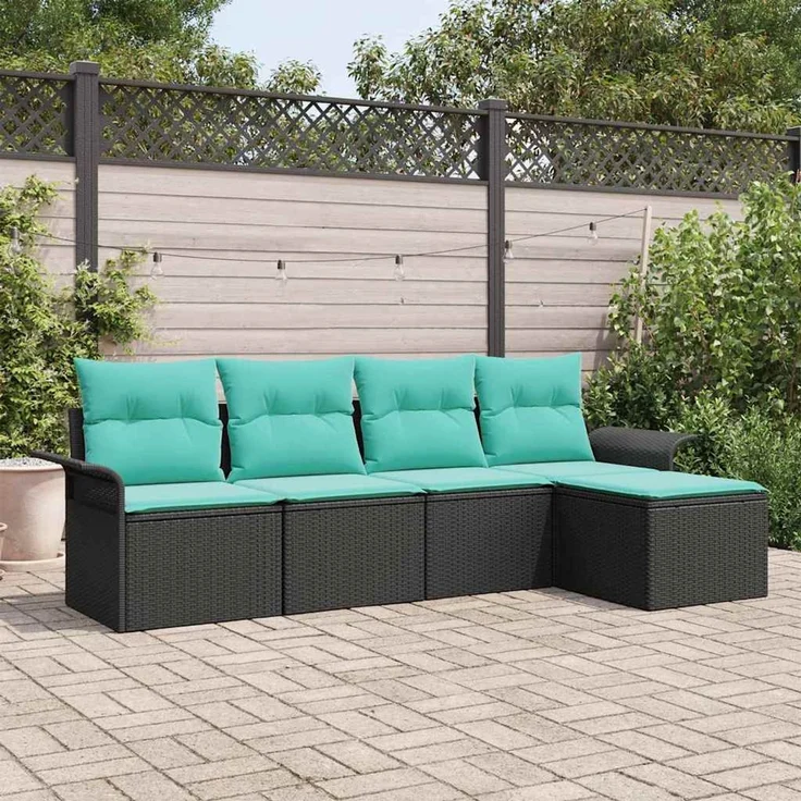 vidaXL Gartensofa-set mit Speicher 5 pcs Schwarz Poly-Rattan 3353995 – Bild 1