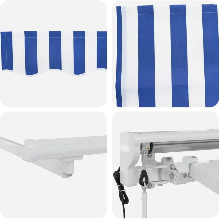 vidaXL Elektrische ausziehbare Markise Blau und Weiß 4x3 m 3420990 – Bild 5