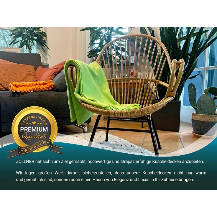 ZOLLNER Kuscheldecke Fleecedecke, 130x170 cm, Polyester, grün – Bild 6