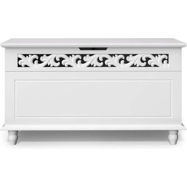 Deuba Holztruhe Jersey Mit Stauraum Klappbarer Deckel 80 x 40 x 48 cm Groß Holz Sitztruhe Truhenbank Couchtisch Truhe Weiß