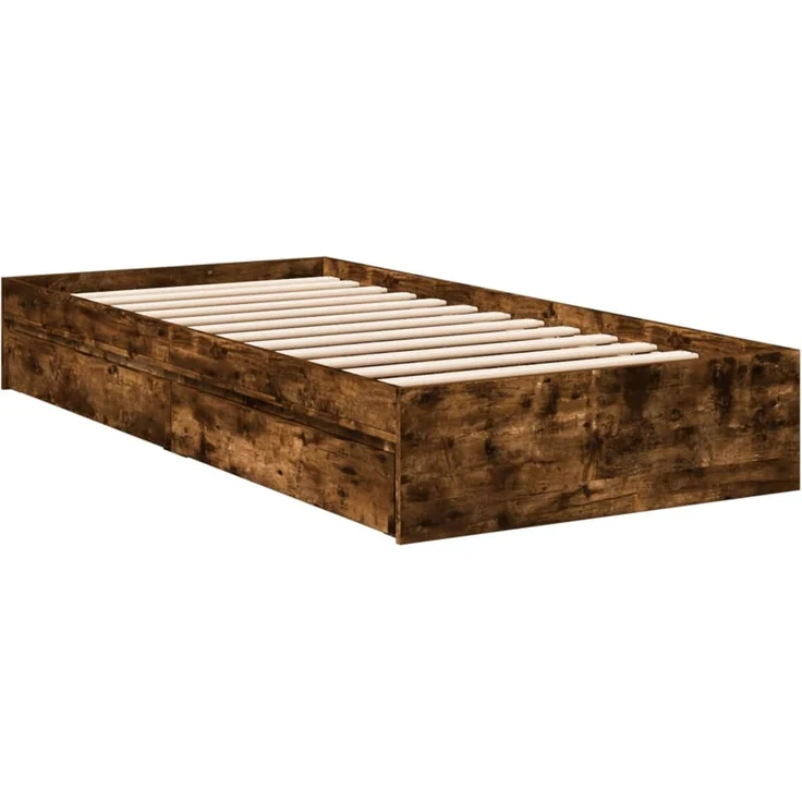 vidaXL Bettgestell mit Schubladen Räuchereiche 100x200cm Holzwerkstoff 3280675 – Bild 3