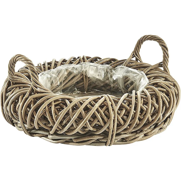 Kobolo Pflanzkübel Pflanzschale aus Rattan in Kubu grey mit Folie – Bild 5