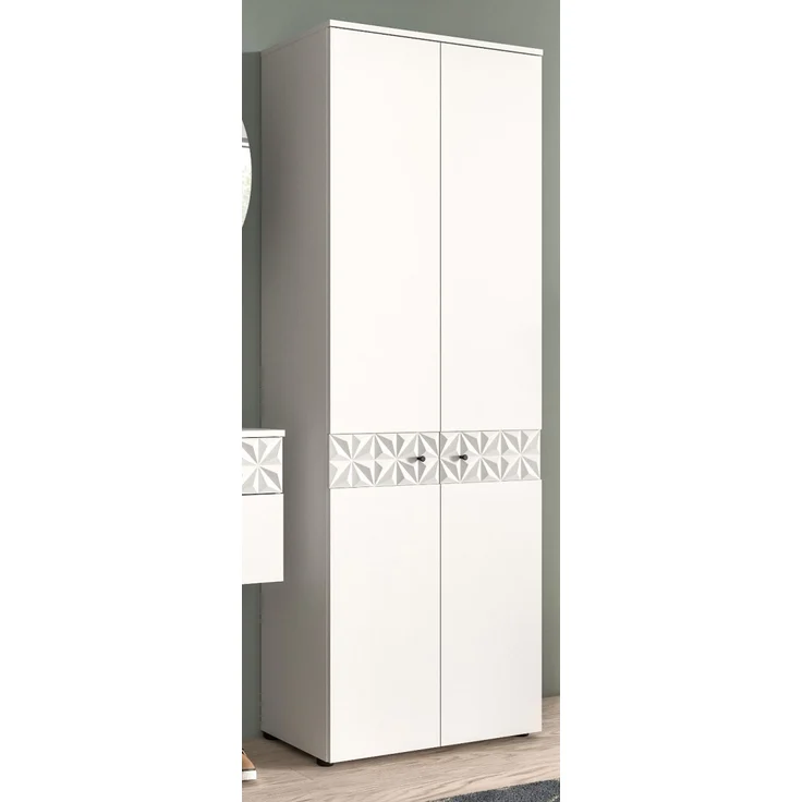 Garderobenschrank / Schuhschrank Relief in weiß Hochglanz 70 x 192 cm – Bild 5