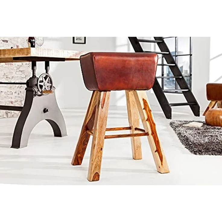 riess-ambiente Barhocker TURNBOCK 75cm coffee / natur, mit Massivholzbeinen – Bild 2