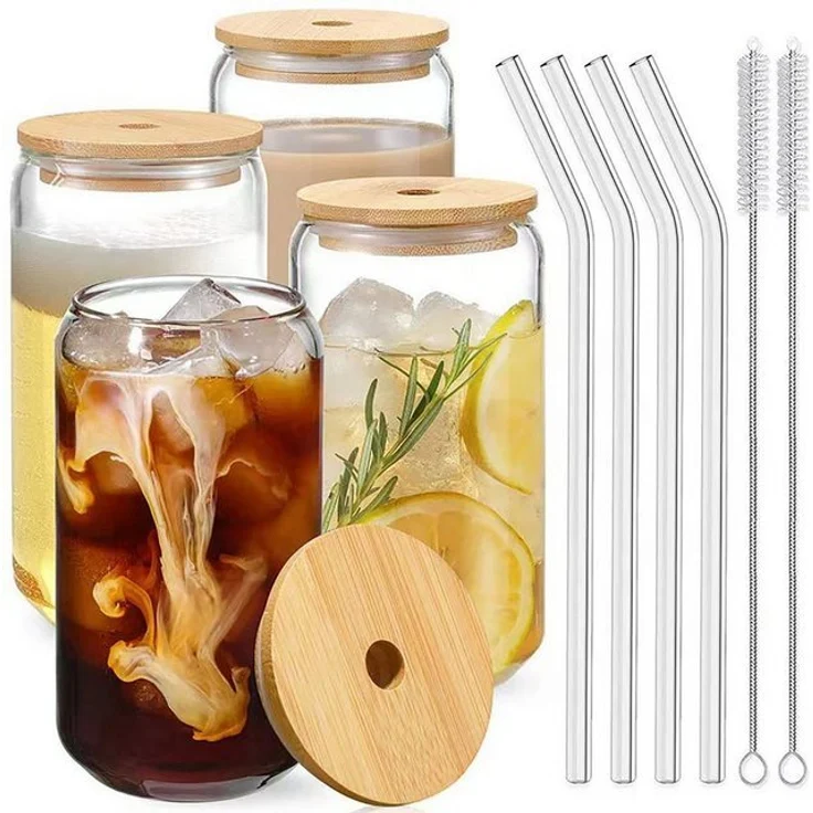 mixed24 Gläser-Set 4er Set Trinkgläser mit Bambusdeckel – Bild 2