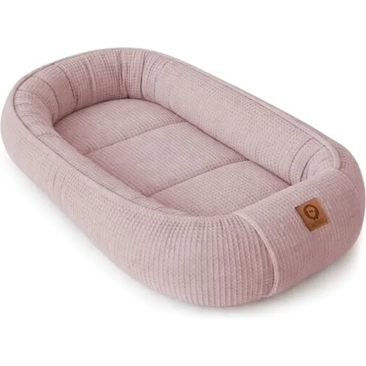 Babynestchen Neugeborene – Babynest aus Waffelpique Baumwolle – Nestchen Baby für Babybett & Kinderbett – Babykokon Tragbar – OEKO-TEX zertifiziert – Zubehör Babybett - Rosa Waffelpique