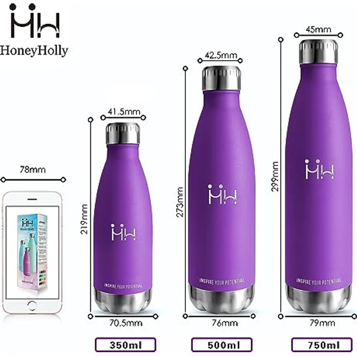 HoneyHolly Trinkflasche Edelstahl - 750ml - Thermosflasche, BPA-Frei, Trinkflasche Sport - Auslaufsicher Wasserflasche,Trinkflasche Kohlensäure Geeignet, Thermoskanne für Fitness, Gym, Fahrrad – Bild 5