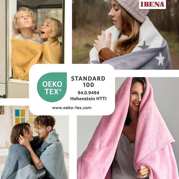 Ibena 'Dublin' Uni Doublefacedecke, Baumwollmischgewebe anthrazit/silber, 150x200cm – Bild 6