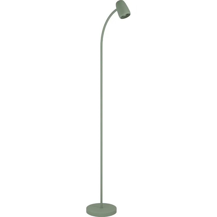 EGLO Stehlampe Carlo, Lampe Wohnzimmer mit Flexarm, Standleuchte schwenkbar aus Metall in Grün, Leselampe mit E14 Fassung, H 170 cm