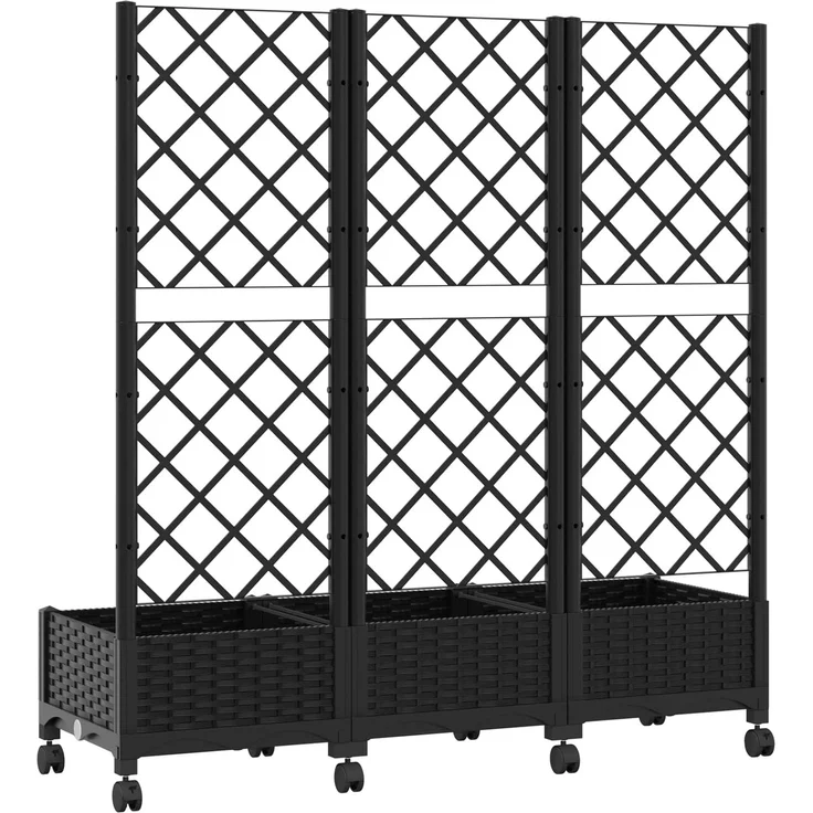vidaXL Pflanzkübel mit Spalier und Rädern Schwarz 120 x 40 x 131,5 cm 3423052 – Bild 5