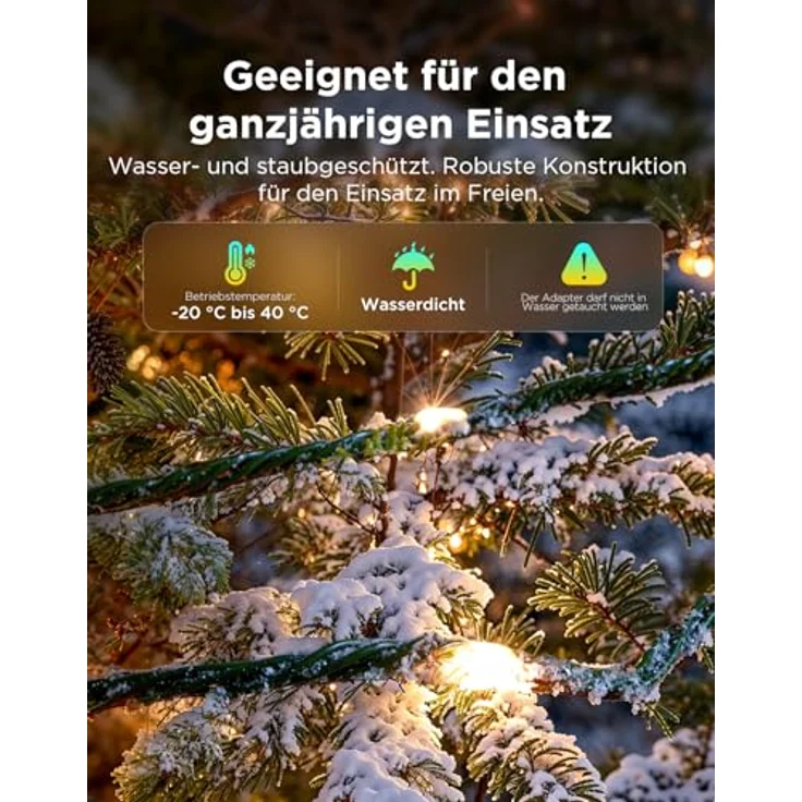 Govee Christmas Lights, RGBWIC 20M Weilnachtsbeleuchtung Außen, 200 LEDs Lichterkette Innen für Weilnachtsbaum, Shape-Mapping,130+ Szenen-Modi, IP65 Wasserdicht, Kompatibel mit Alexa, Grünes Kabel – Bild 8