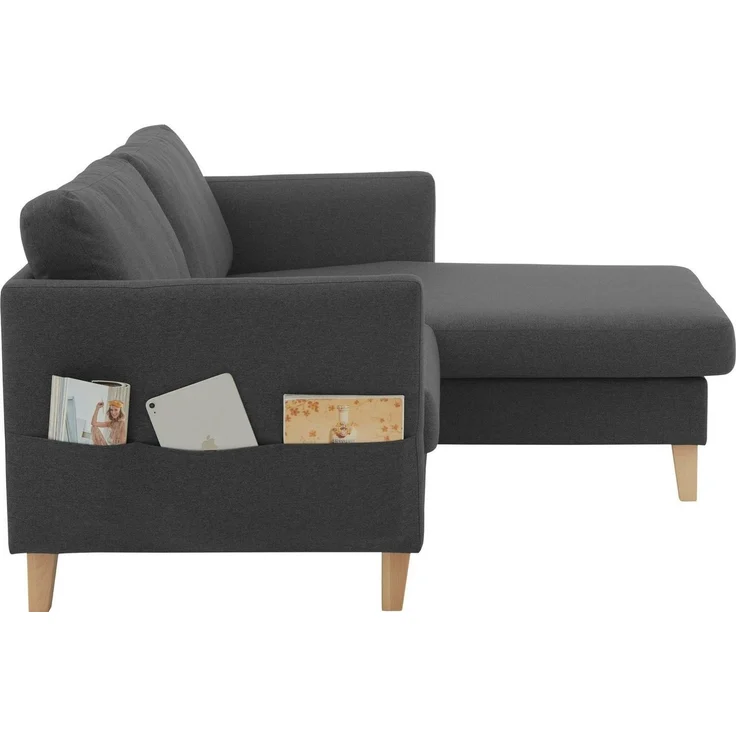 Atlantic Home Collection 2-Sitzer Sofa Mailo mit Links oder rechts montierbarem Longchair, Anthrazit, Breite x Tiefe x Höhe: 204x85/150x82 cm – Bild 3