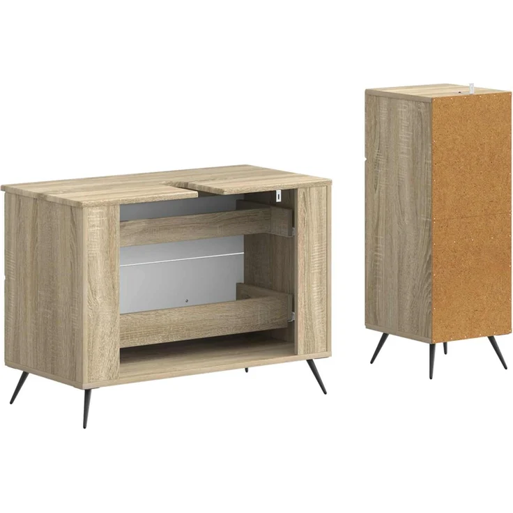 vidaXL 2-teiliges Badezimmer Schrank Set BREDA Sonoma-Eiche 3417722 – Bild 5