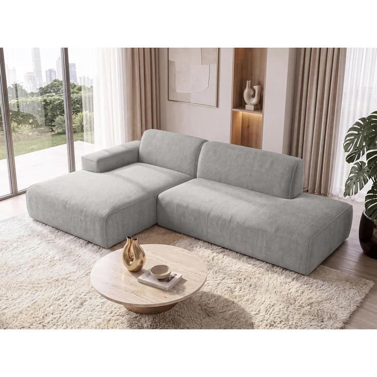 AX LIVING Ecksofa Modern Didim Duo 284 cm Hellgrau Chenille Eckcouch L – Bild 1