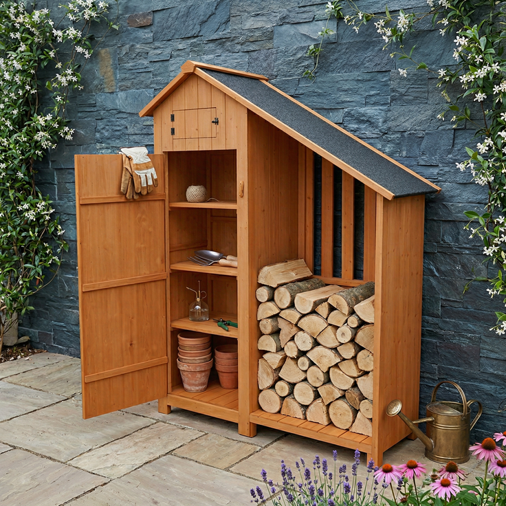 Werkzeugschrank aus Holz mit Anbau, ca. 131 x 54 x 180 cm, braun – Bild 8