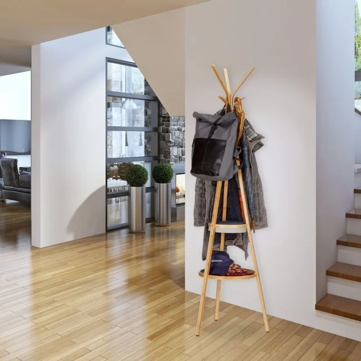 Relaxdays Bambus Garderobe mit Ablagen – Bild 2