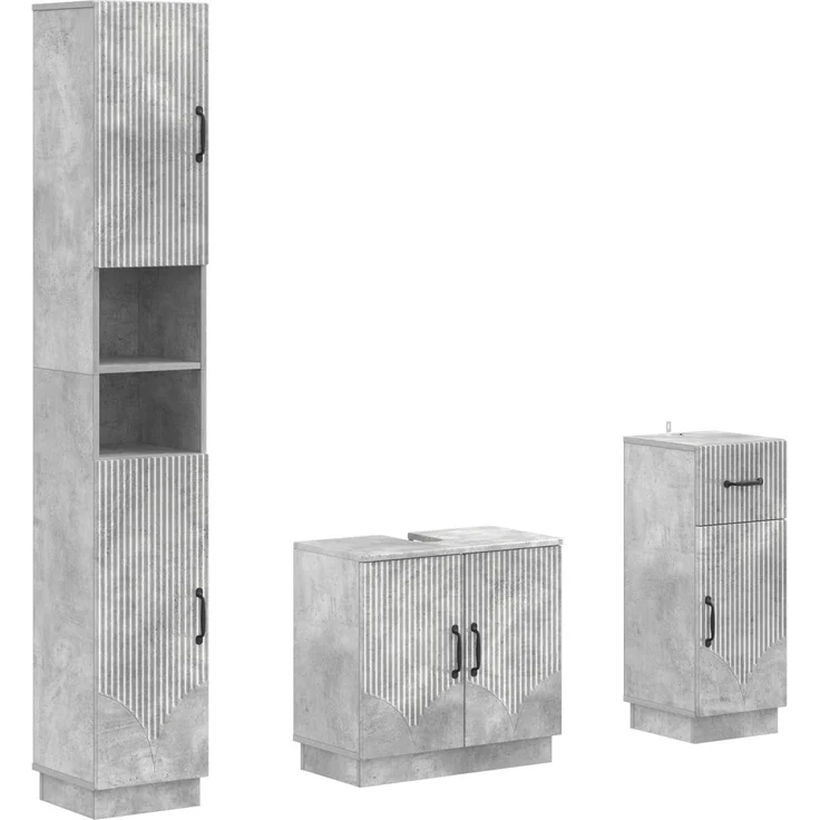 vidaXL 3-teiliges Badezimmer-Schranksystem HOORN Betongrau 3417876 – Bild 2