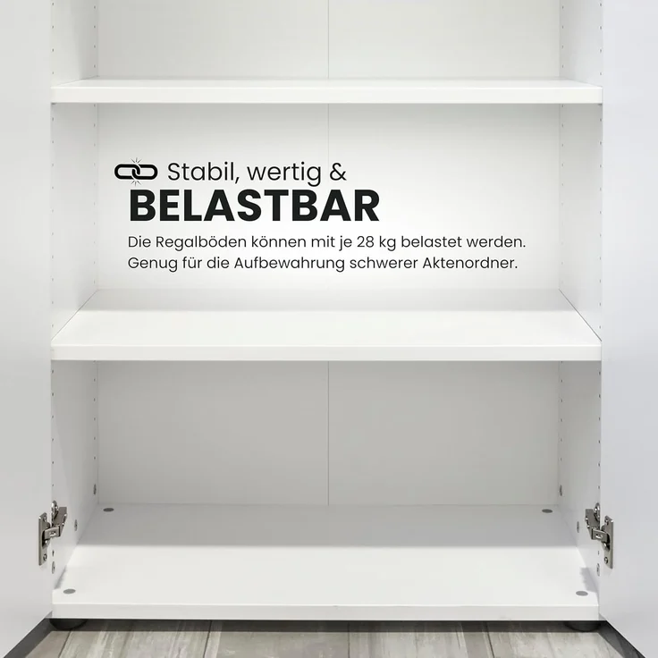 bümö Aktenregal & Schrank abschließbar, Büroschrank Regal Kombination Holz 80cm breit in Graphit/Eiche - abschließbarer Schrank für's Büro & Arbeitszimmer, Büro Möbel Ordnerschrank, 968T2-G-E-BS – Bild 7