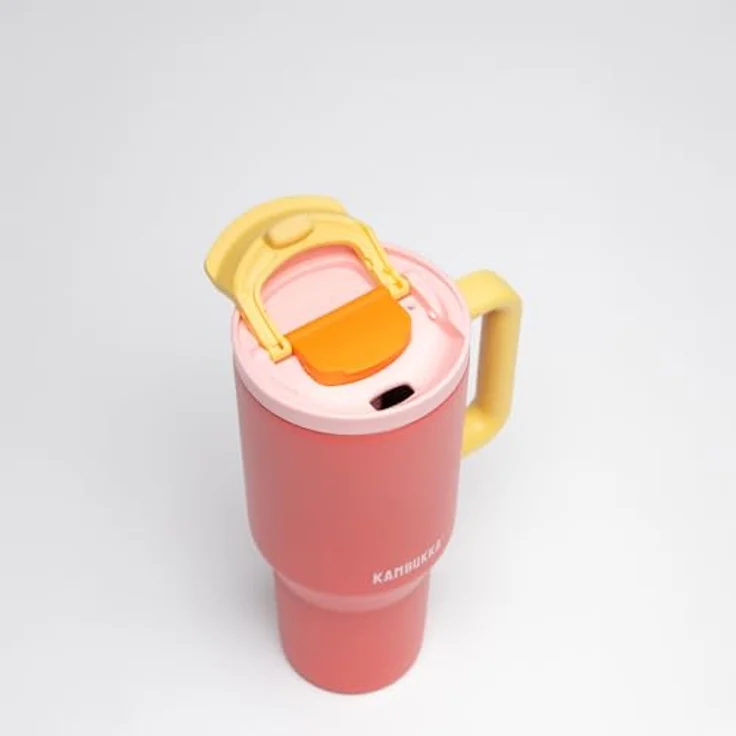 Thermobecher mit teleskopischem Strohhalm Kambukka Rio Tumbler 950 ml Pink Papaya – Bild 5