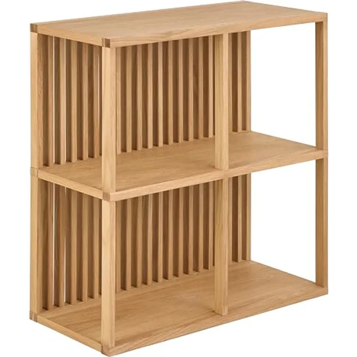 AC Design Furniture Hailey Quadrat Wandregal, Korpus und 3 Böden Eiche Ölbehandelt Furnier mit wandmontierung, 67x31x69 cm, Natürlich