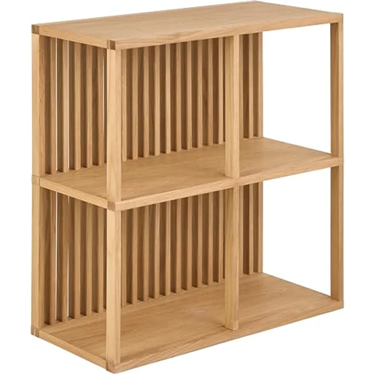 AC Design Furniture Hailey Quadrat Wandregal, Korpus und 3 Böden Eiche Ölbehandelt Furnier mit wandmontierung, 67x31x69 cm, Natürlich – Bild 1