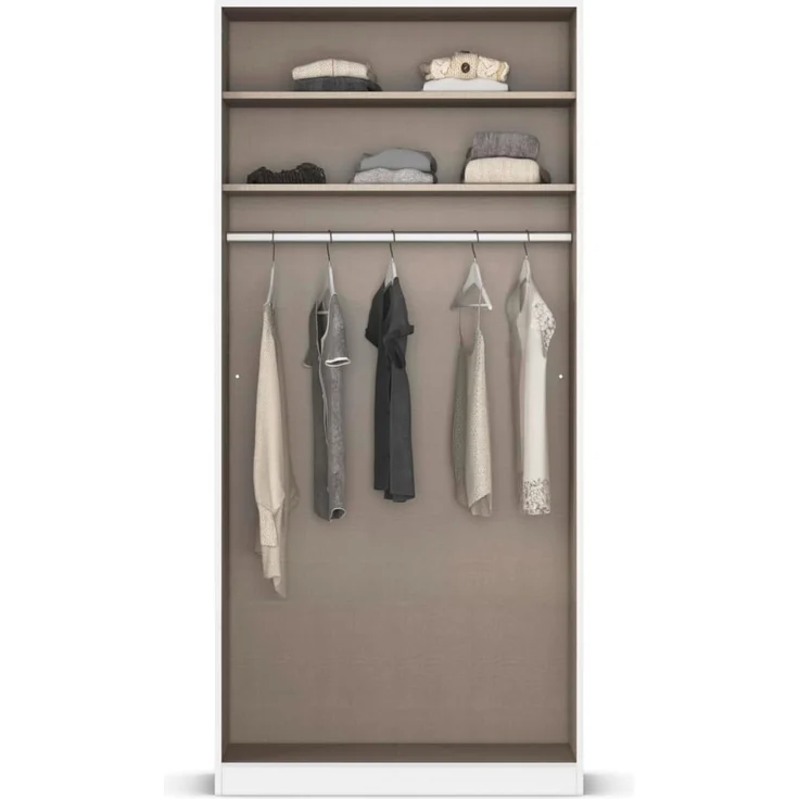 Rauch Möbel Alabama, Kleiderschrank, Garderobenschrank, 2-türig, Zubehör Basic, 1 Kleiderstange, 2 Einlegeböden, Farbe Hochglanz Weiß/Eiche Artisan, Holz, Griff Grau metallic, 91 x 229 x 54 cm – Bild 6