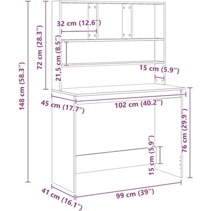 vidaXL Schreibtisch mit Regal Artisan-Eiche 102x45x148cm Holzwerkstoff 855835 – Bild 4