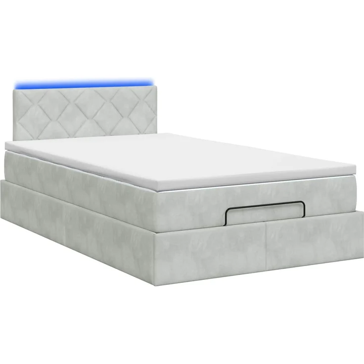 vidaXL Ottoman-Bett mit Matratze und LED Hellgrau 120 x 190 cm Samt 3457197 – Bild 9