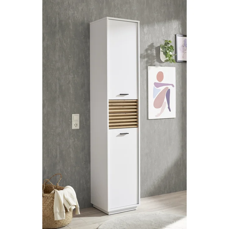 Badezimmer-Set >Liguria< (4-tlg.) in Weiß / Evoke Eiche Dekor - 220x191x40 (BxHxT) – Bild 3