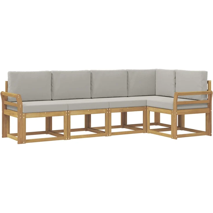 vidaXL Outdoor-Sofagarnitur 5 stk. 5-Sitzer Weiß und Hellgrau 3387630 – Bild 2