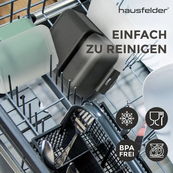 Hausfelder Lunchbox Brotdose 2er Set mit Unterteilung, 1x groß, 1 x klein, Grün (Jadegrün), Kunststoff, (2er Set, 2-tlg), spülmaschinengeeignet, langlebig, bruchfest, BPA-frei – Bild 4