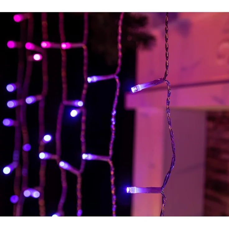 Idena LED-Lichtervorhang 200er NewTec, warmweiß/bunt, 2 x 1,5 m, mit Fernbedienung und Timer – Bild 4