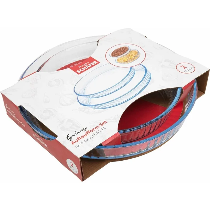 2er Set Auflaufformen aus Borosilikatglas - Rund, 1,7 L/2,7 L – Bild 2