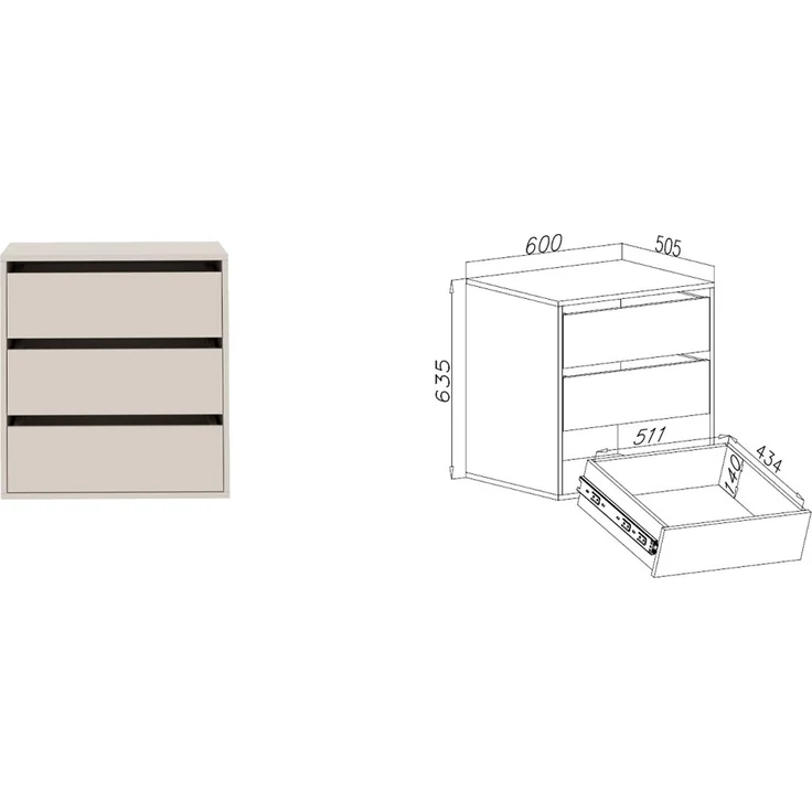 Marmex Möbel Tres Set-R/N Hoher Kleiderschrank mit Aufsatz, großer offener Einbauschrank, Kompaktgarderobe für Kleidung und Schuhe, Ankleidezimmer Möbel, laminierte Spanplatte, graubeige cashmere 380x246x51 cm – Bild 3