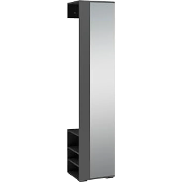 byLIVING Flurgarderobe BEN / Garderobe Anthrazit mit Spiegel / Spiegelschrank für den Flur mit Kleiderstange und Ablage / B 40, H 184, T 35 cm – Bild 2
