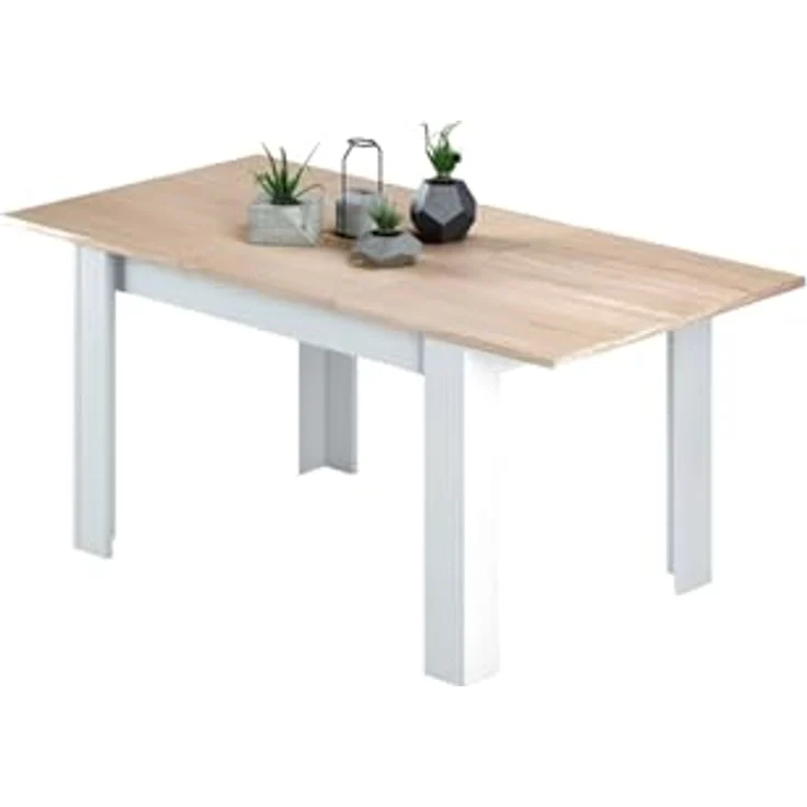 Dmora - Ausziehbarer Midland-Tisch, ausziehbare Konsole für das Esszimmer, zu öffnender Küchentisch mit Verlängerung, 140/190 x 90 x 78 cm, Eiche und Weiß – Bild 6