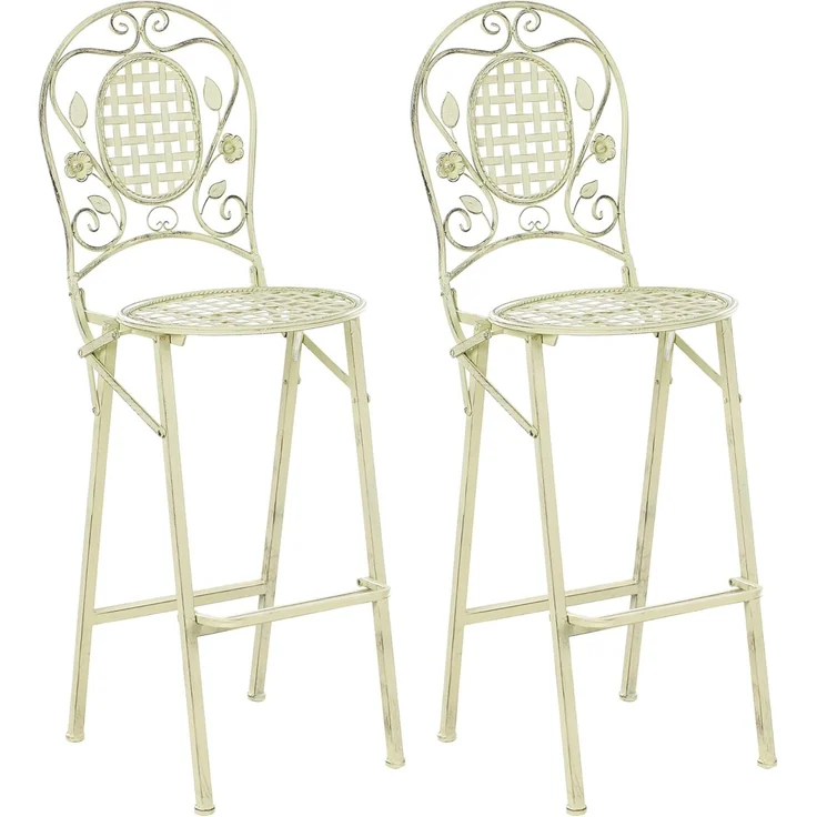 Beliani 'BIVIO' Garten-Barhocker, 2er Set, klappbar, Metall Hellgrün – Bild 1