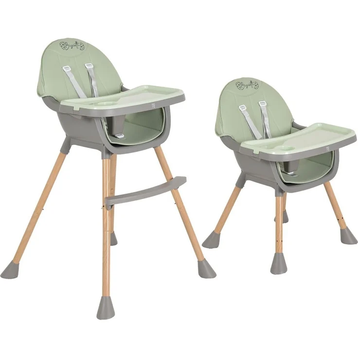 Moni Kinderhochstuhl Biscotti 2 in 1 Kinderstuhl Anti-Rutsch-Füße Doppeltablett grün – Bild 3