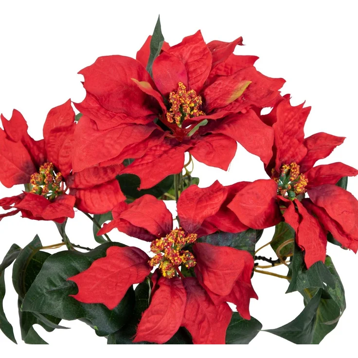 Kunstblume Weihnachtsstern im Topf 36cm PF Kunstblumen künstliche Blumen Poinsettie, Seidenblumen Roß, Höhe 36 cm, Farbe: Rot – Bild 2