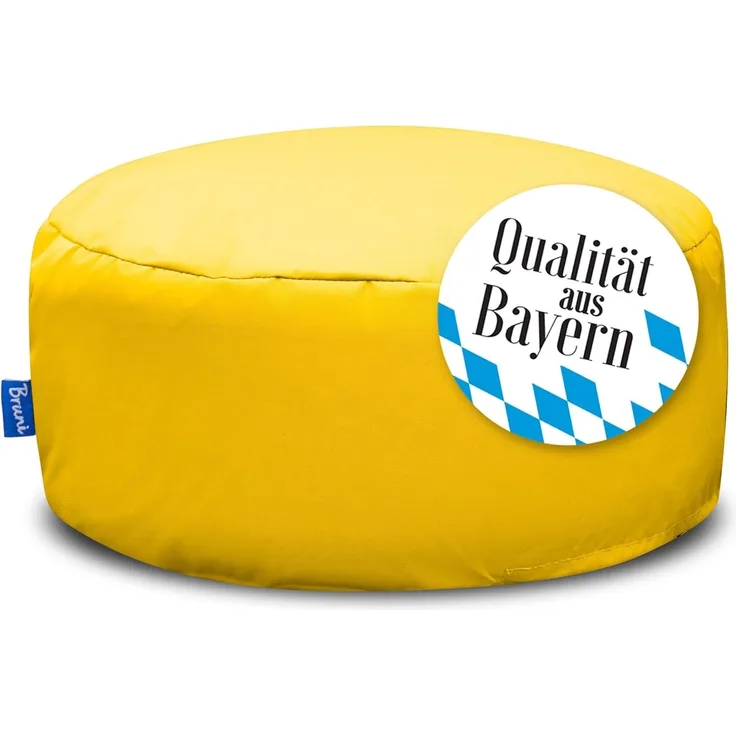 Bruni Pouf Sitzhocker M in Gelb – runder Sitzpouf, Indoor und Outdoor als Fußhocker, Yoga-Sitzkissen, Meditationskissen geeignet