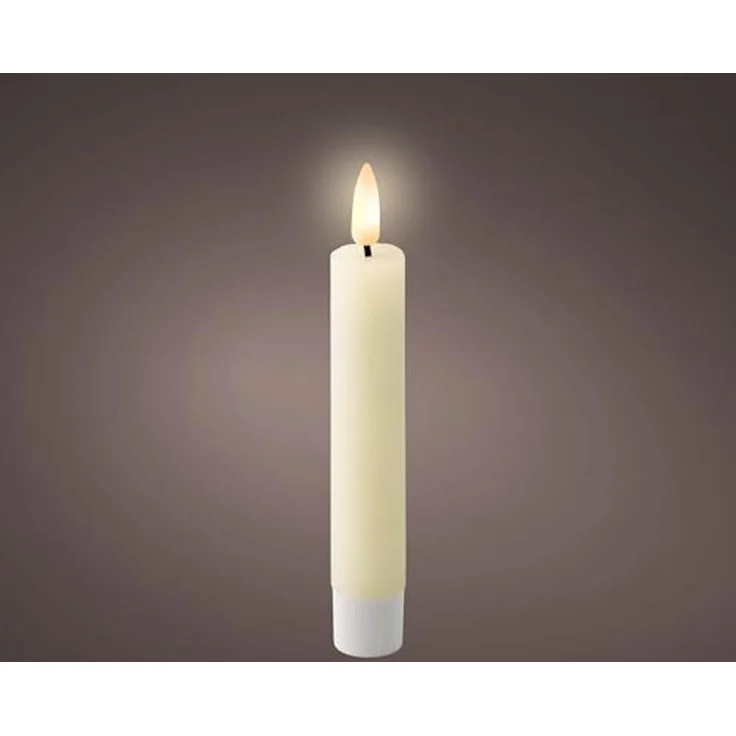 Lumineo LED-Kerze, Timer, warmweiß, LED Kerzen 14,5cm mit Timer Wachs 2 Stück Creme / Warmweiß – Bild 3
