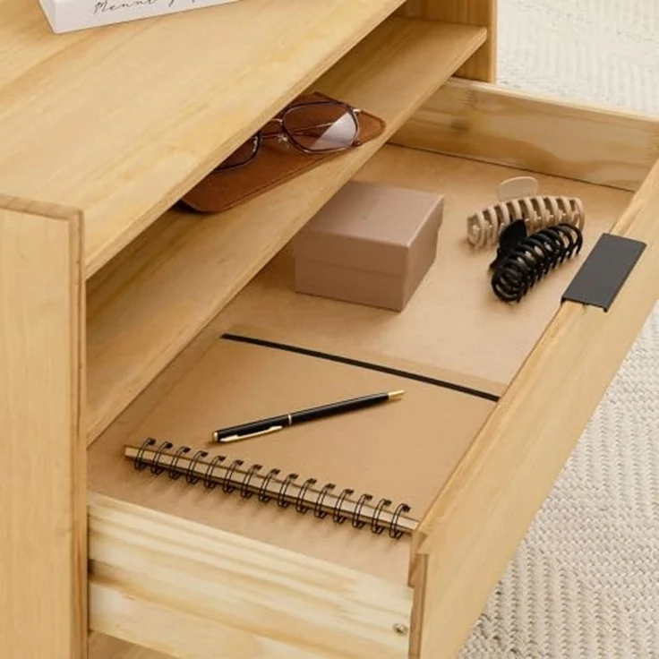 IDIMEX Nachtkommode TEPERA, Nachtkommode mit 2 Schubladen und Ablage aus Massivholz Gebeizt – Bild 4