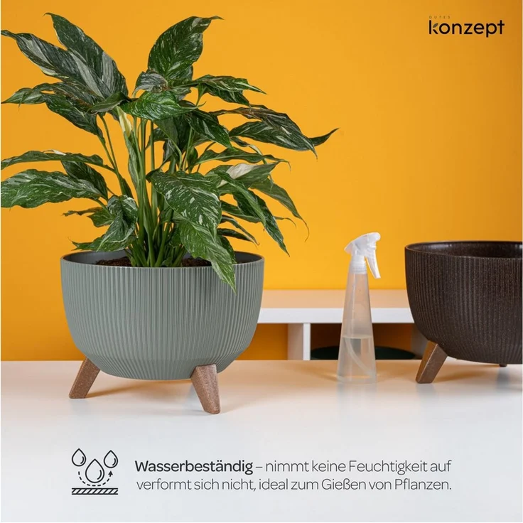 KONZEPT Blumentopf Pflanzenschale mit Füßen 33 cm, Pflanzkübel Groß Außen, Blumentopf Kunststoff, UV-Beständig, Wetterfest, Mit Wasserablauf – Bild 3